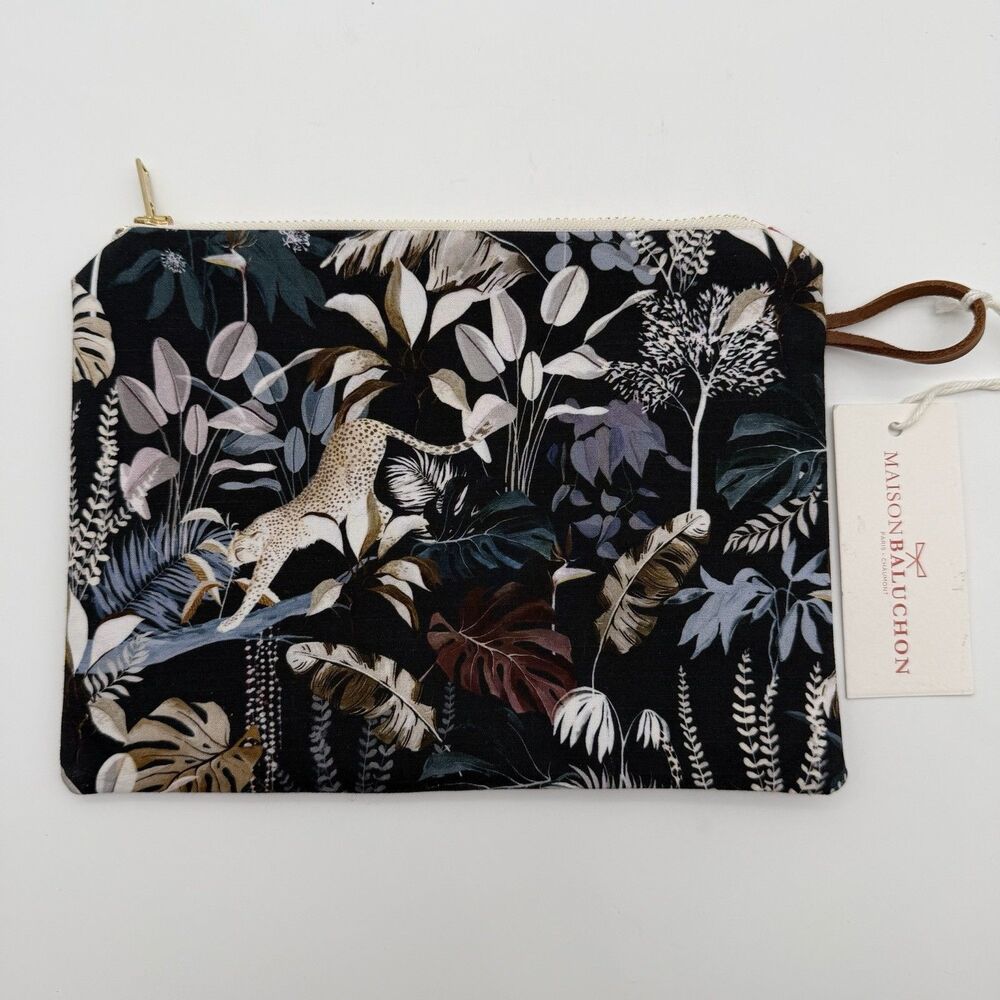 Maison Baluchon Jungle No 19 Pouch Cosmetic Bag 4x6 Handmade In France NWT